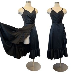 Vintage 60s Silky Satin Ruffled Fit & Flare Party Dress Julie Miller California